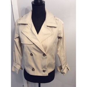 Tillys RSQ Girls Cropped Double Breasted Tan Trenched Jacket Large